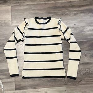 Striped Ruffle Sleeve Sweater